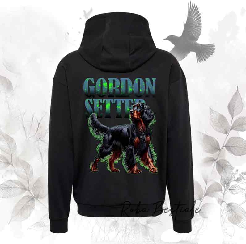 Felpa WILD HUNTERS - SETTER GORDON - Scritta con dettagli LIME GREEN - Unisex - Nera o Grigia - dalla XS alla 3XL