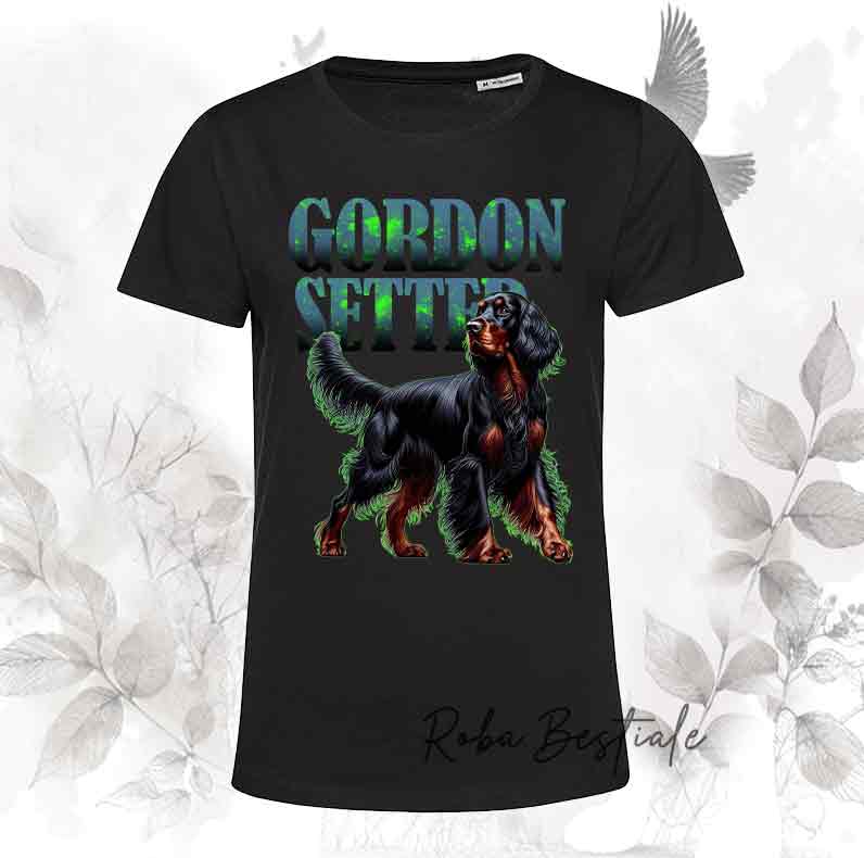 T-Shirt WILD HUNTERS - SETTER GORDON - Nera con scritta in colore a scelta - dalla XS alla 5XL