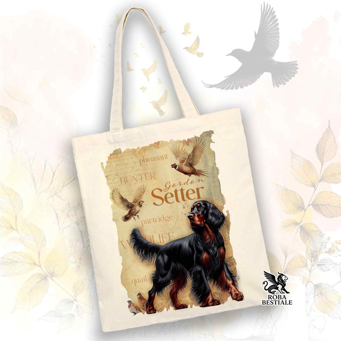 Tote Bag FIELD LEGACY - SETTER GORDON - 100% Cotone - Bianca o Beige