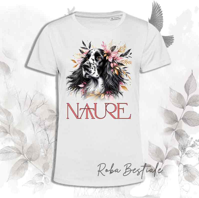 T-Shirt NATURE - SETTER INGLESE Blue Belton - Nera o Bianca - Uomo o Donna, dalla XS alla 5XL