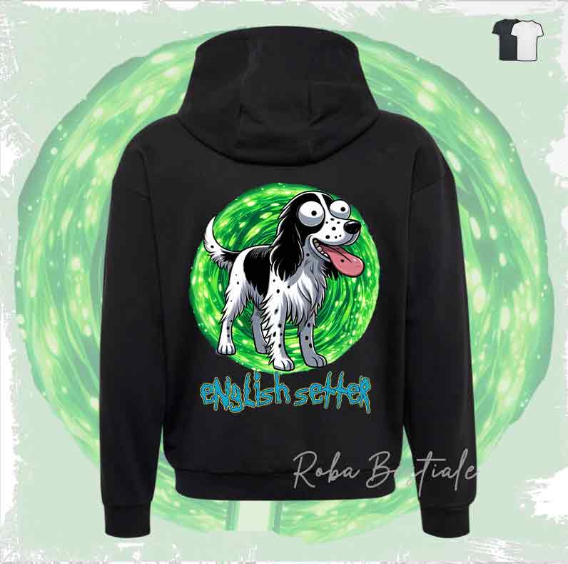 Felpa RICK & MORTY - SETTER INGLESE Blue Belton - Unisex - Nera o Grigia - dalla XS alla 3XL