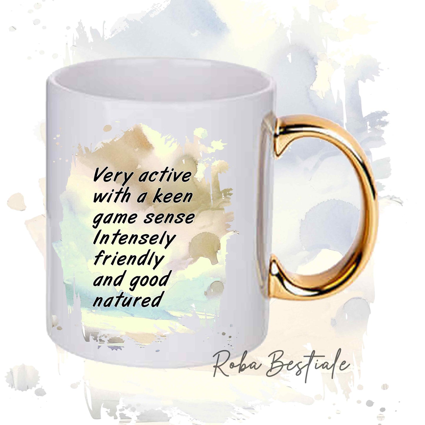 Tazza BEHAVIOR - SETTER INGLESE Blue Belton - Standard FCI - In Ceramica, con manico dorato - 330 ml