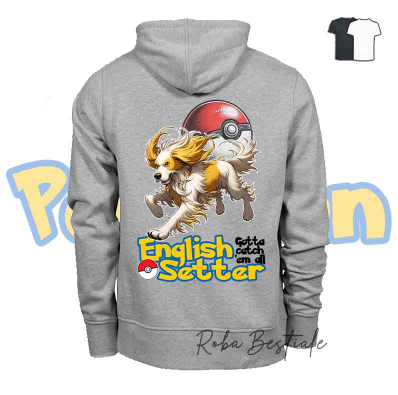 Felpa POKEMON - SETTER INGLESE Lemon Belton - Unisex - Grigia o Nera - dalla XS alla 3XL