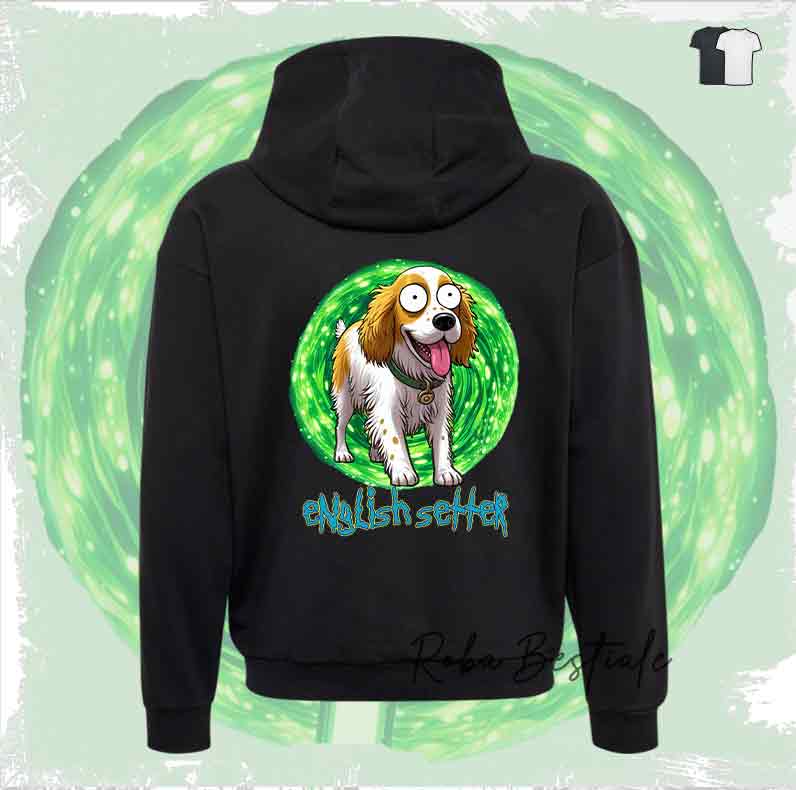 Felpa RICK & MORTY - SETTER INGLESE Lemon Belton - Unisex - Nera o Grigia - dalla XS alla 3XL