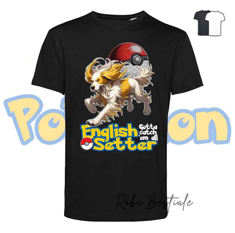 T-Shirt POKEMON - SETTER INGLESE Lemon Belton - Uomo o Donna, Bianca o Nera - dalla XS alla 5XL