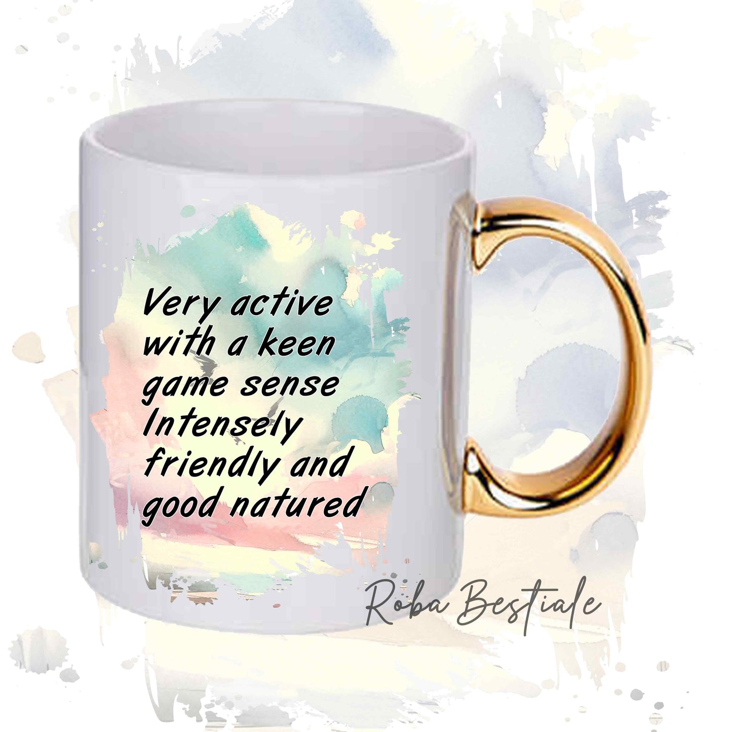 Tazza BEHAVIOR - SETTER INGLESE Lemon Belton - Standard FCI - In Ceramica, con manico dorato - 330 ml