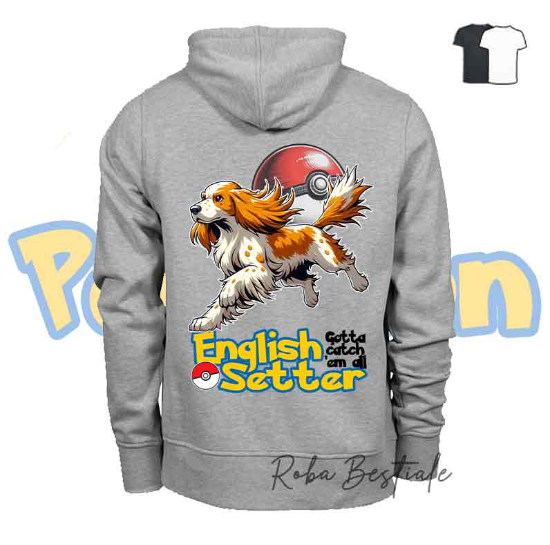 Felpa POKEMON - SETTER INGLESE Orange Belton - Unisex - Grigia o Nera - dalla XS alla 3XL