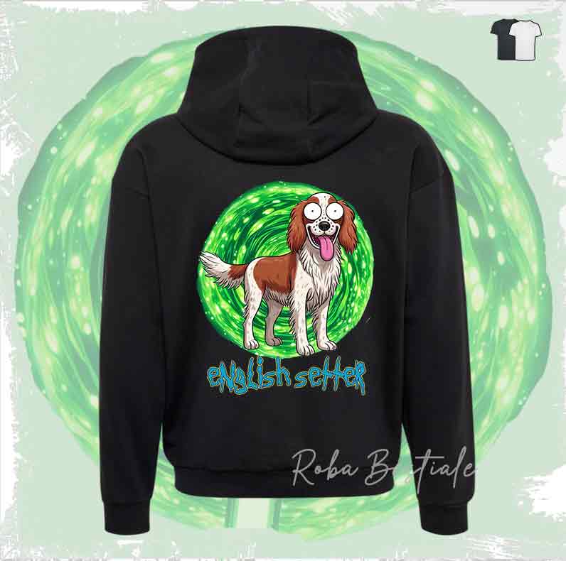 Felpa RICK & MORTY - SETTER INGLESE Orange Belton - Unisex - Nera o Grigia - dalla XS alla 3XL