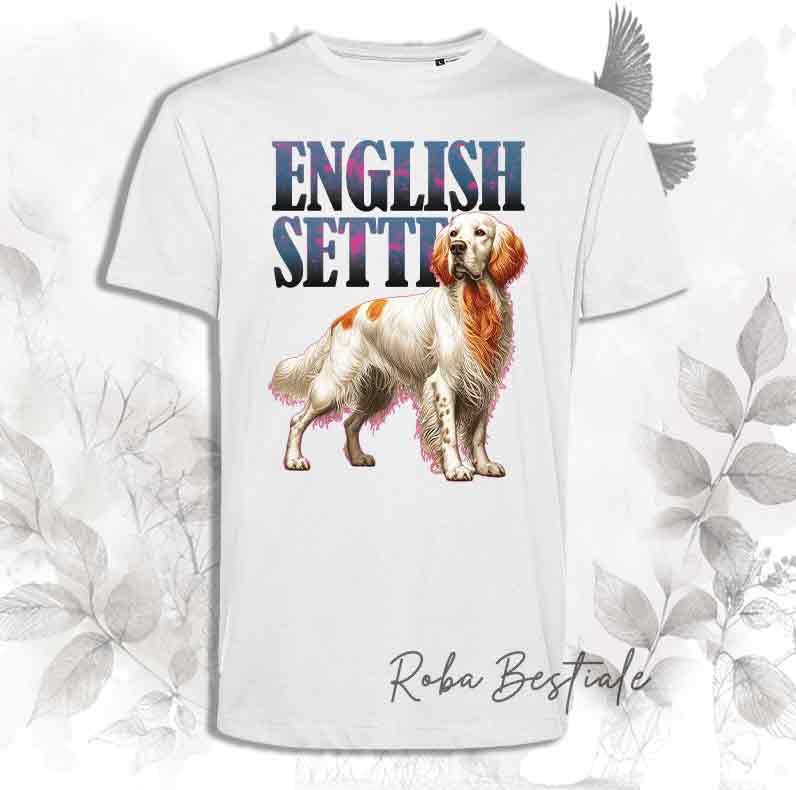 T-Shirt WILD HUNTERS - SETTER INGLESE Orange Belton - Bianca con scritta in colore a scelta - dalla XS alla 5XL