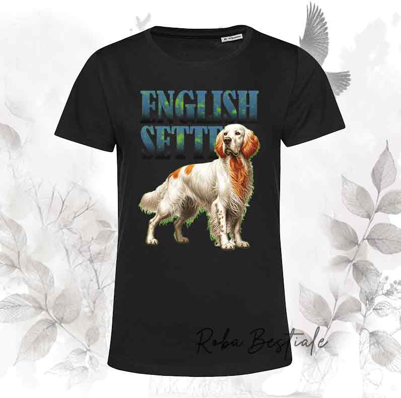 T-Shirt WILD HUNTERS - SETTER INGLESE Orange Belton - Nera con scritta in colore a scelta - dalla XS alla 5XL