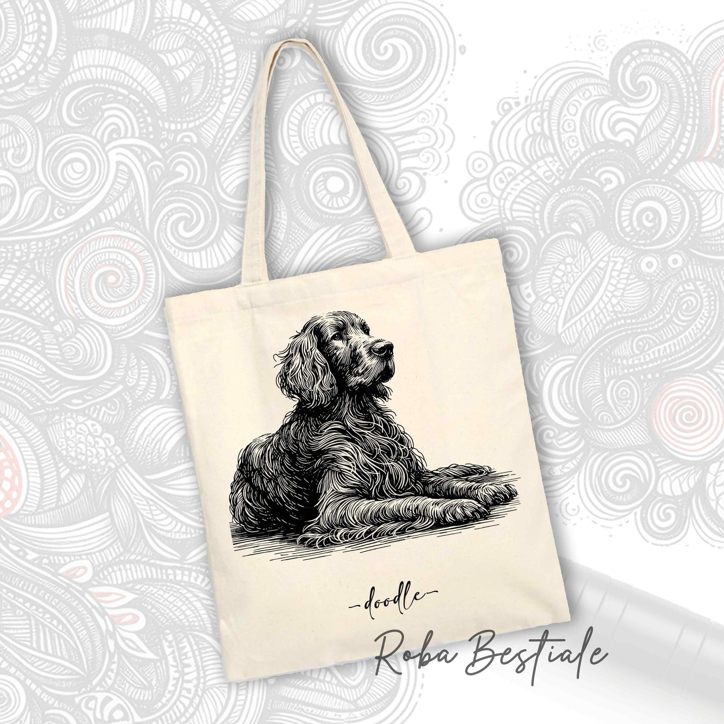 DOODLE Elegance Shopper - IRISH SETTER - Various colors available, 100% Cotton