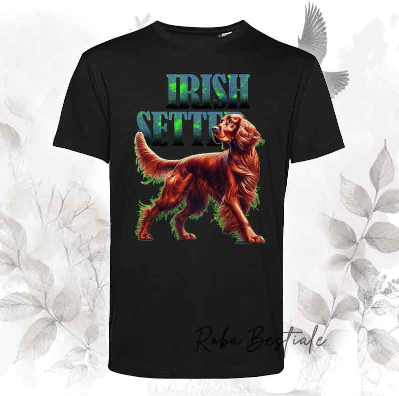 T-Shirt WILD HUNTERS - SETTER IRLANDESE Rosso - Nera con scritta in colore a scelta - dalla XS alla 5XL