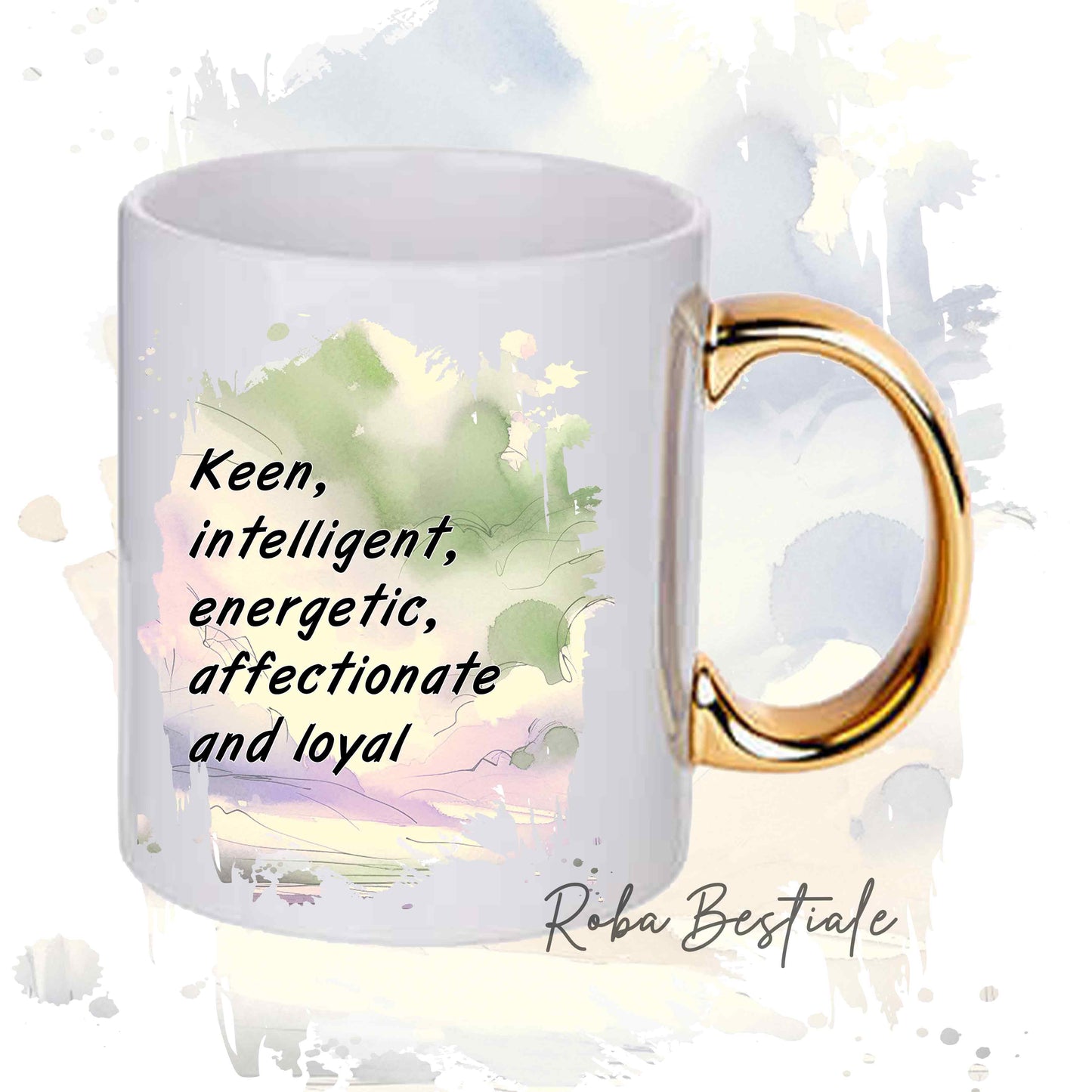 Tazza BEHAVIOR - SETTER IRLANDESE Bianco e Rosso - Standard FCI - In Ceramica, con manico dorato - 330 ml