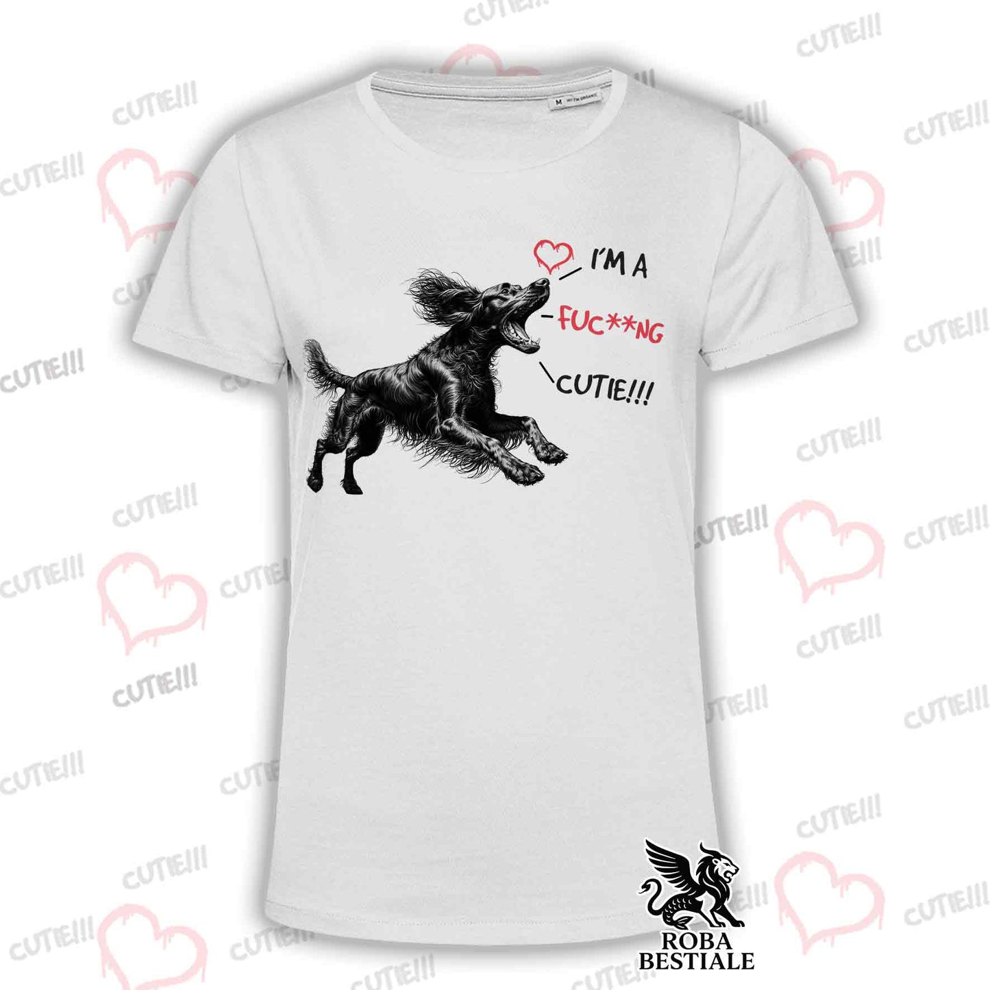 T-Shirt CUTIE - Red IRISH SETTER - White or Beige, for Men or Women - from XS to 5XL