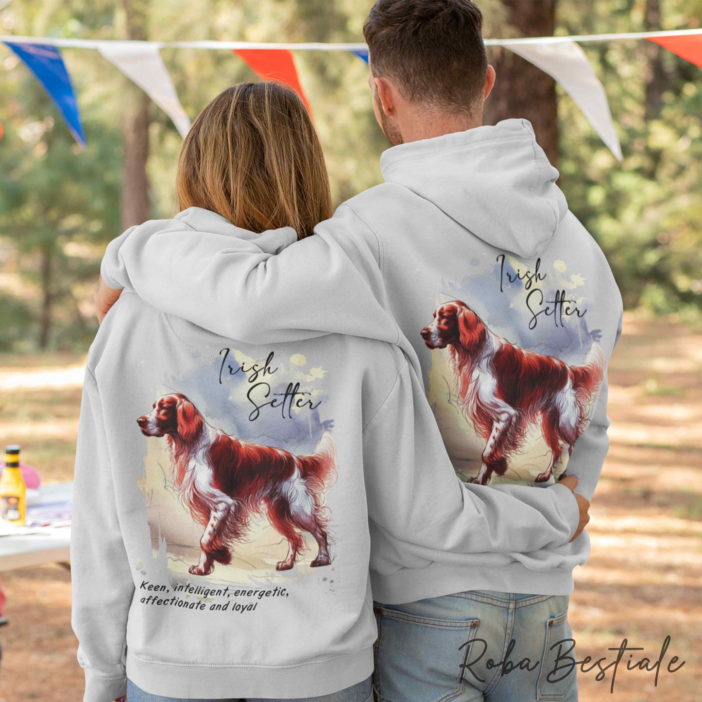 Felpa BEHAVIOR - SETTER IRLANDESE Bianco e Rosso - Standard FCI - Unisex - Grigia - dalla XS alla 3XL