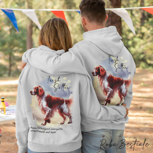 Felpa BEHAVIOR - SETTER IRLANDESE Bianco e Rosso - Standard FCI - Unisex - Grigia - dalla XS alla 3XL