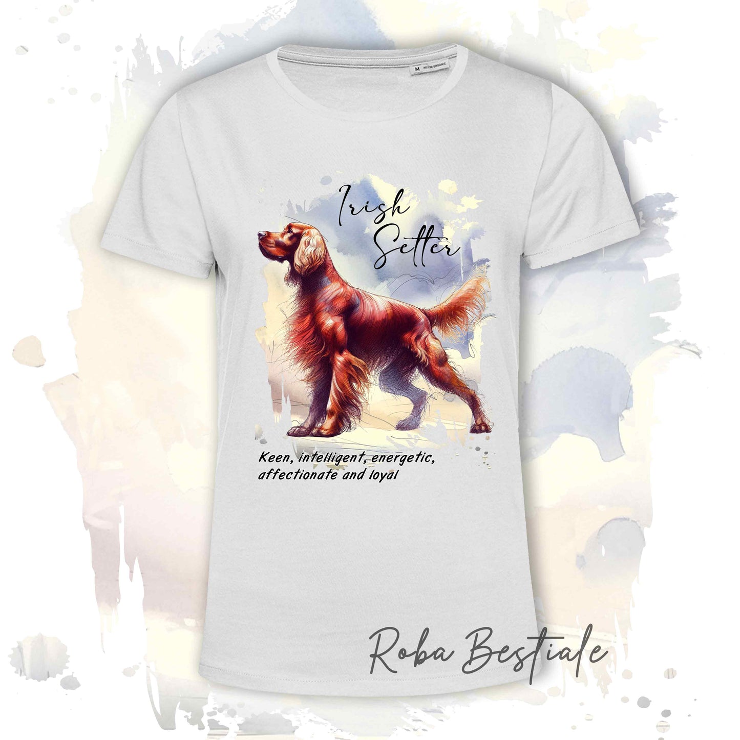 T-Shirt BEHAVIOR - SETTER IRLANDESE Rosso - Standard FCI - 100% Cotone, Bianca, Uomo o Donna - dalla XS alla 5XL