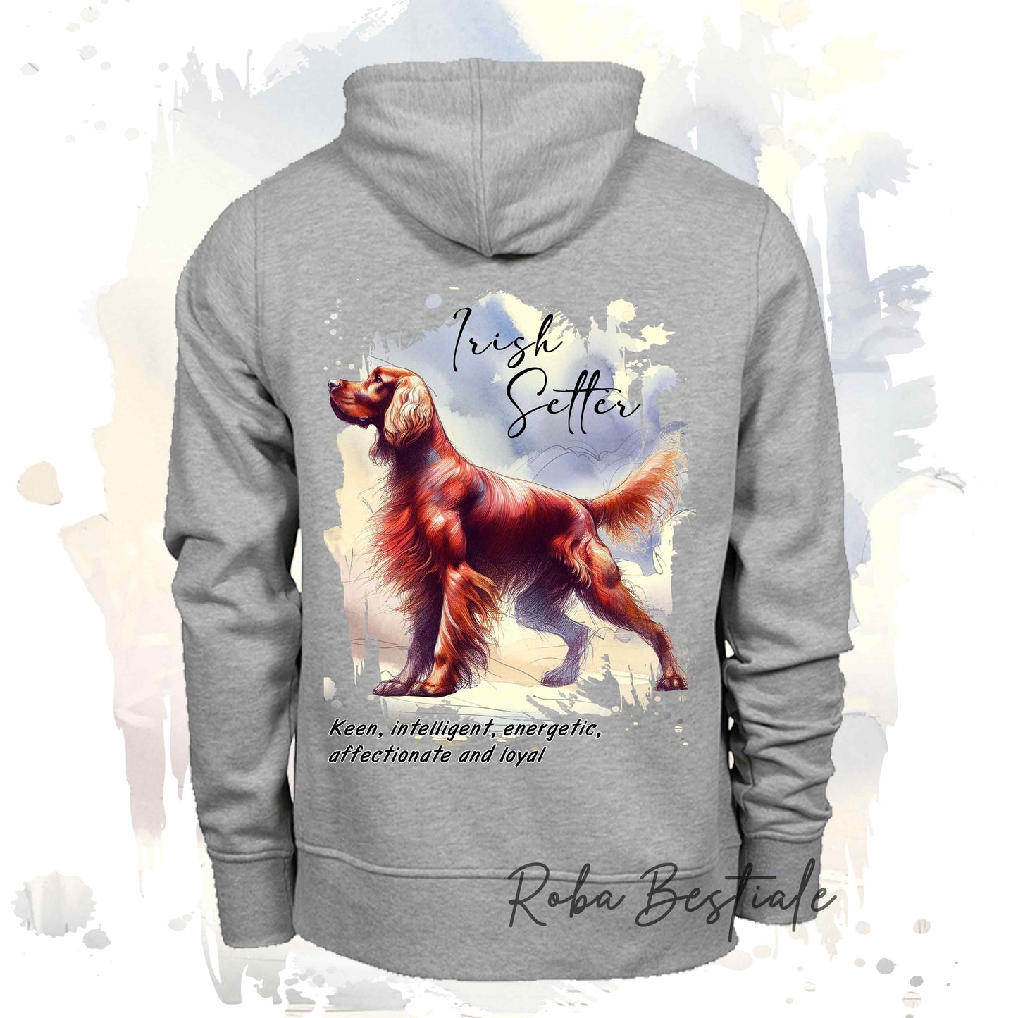 Felpa BEHAVIOR - SETTER IRLANDESE Rosso - Standard FCI - Unisex - Grigia - dalla XS alla 3XL