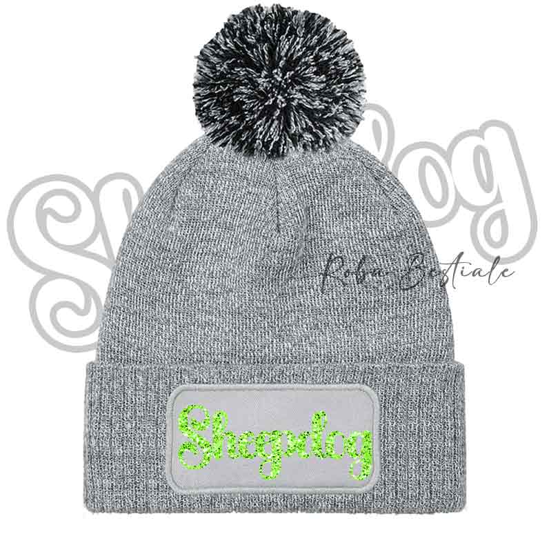 Beanie SHEEPDOG - Cappellino Invernale con Pon Pon - NERO, BLUE NAVY o GRIGIO - Scritta in colore a scelta