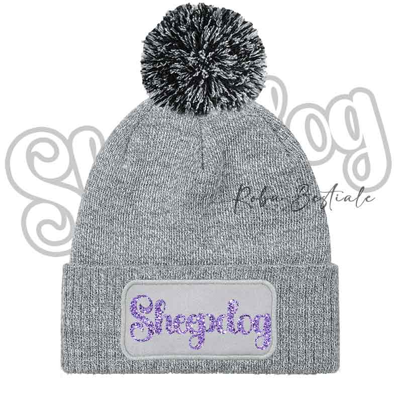 Beanie SHEEPDOG - Cappellino Invernale con Pon Pon - NERO, BLUE NAVY o GRIGIO - Scritta in colore a scelta