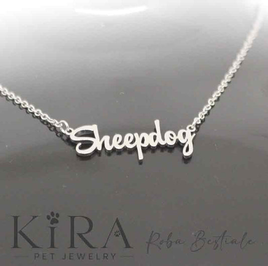 Collana KIRA PET JEWERLY - SHEEPDOG - In Acciaio Inox con catenella a maglia fine