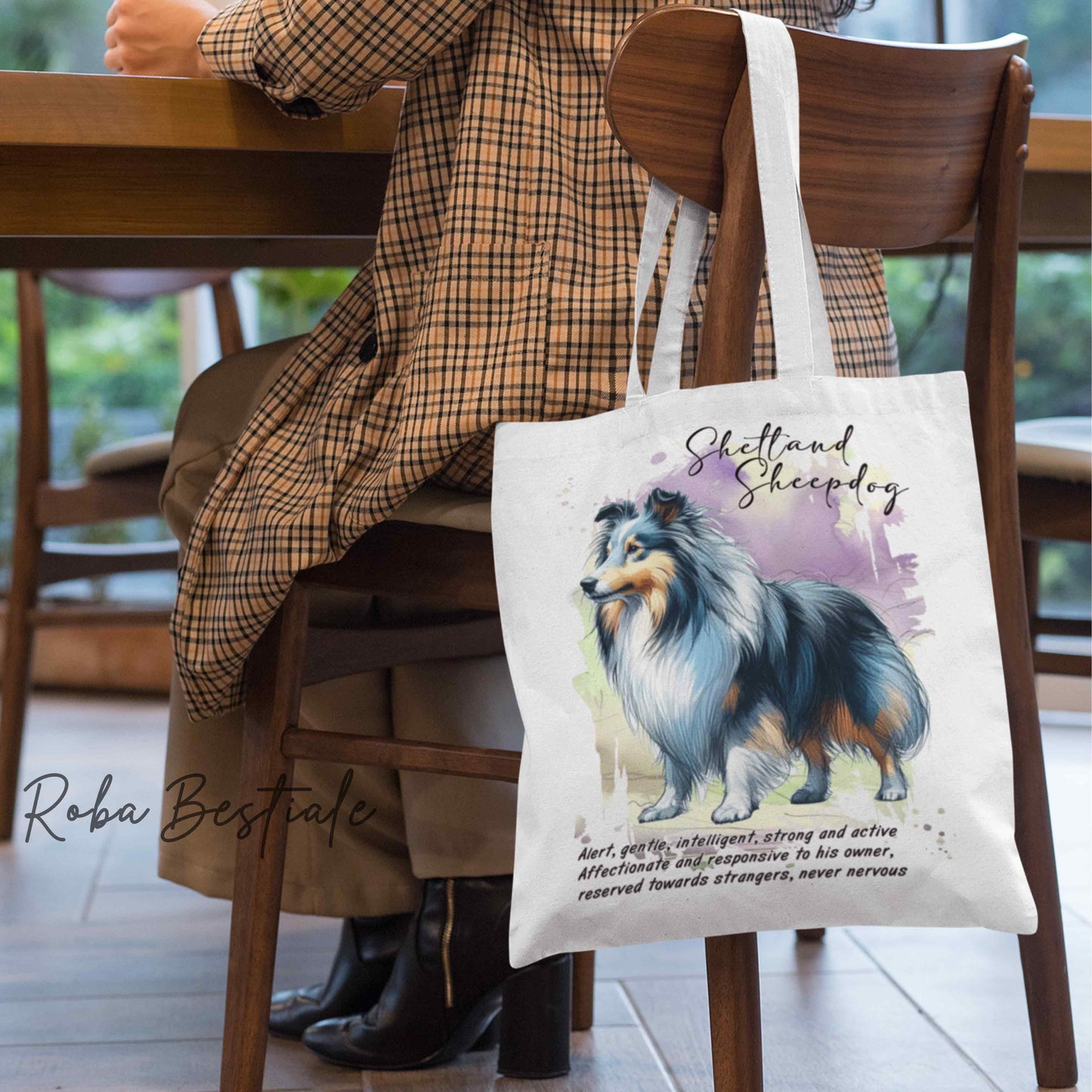 Shopper BEHAVIOR - SHETLAND SHEEPDOG Blue Merle - Standard FCI - Diversi colori disponibili, 100% Cotone