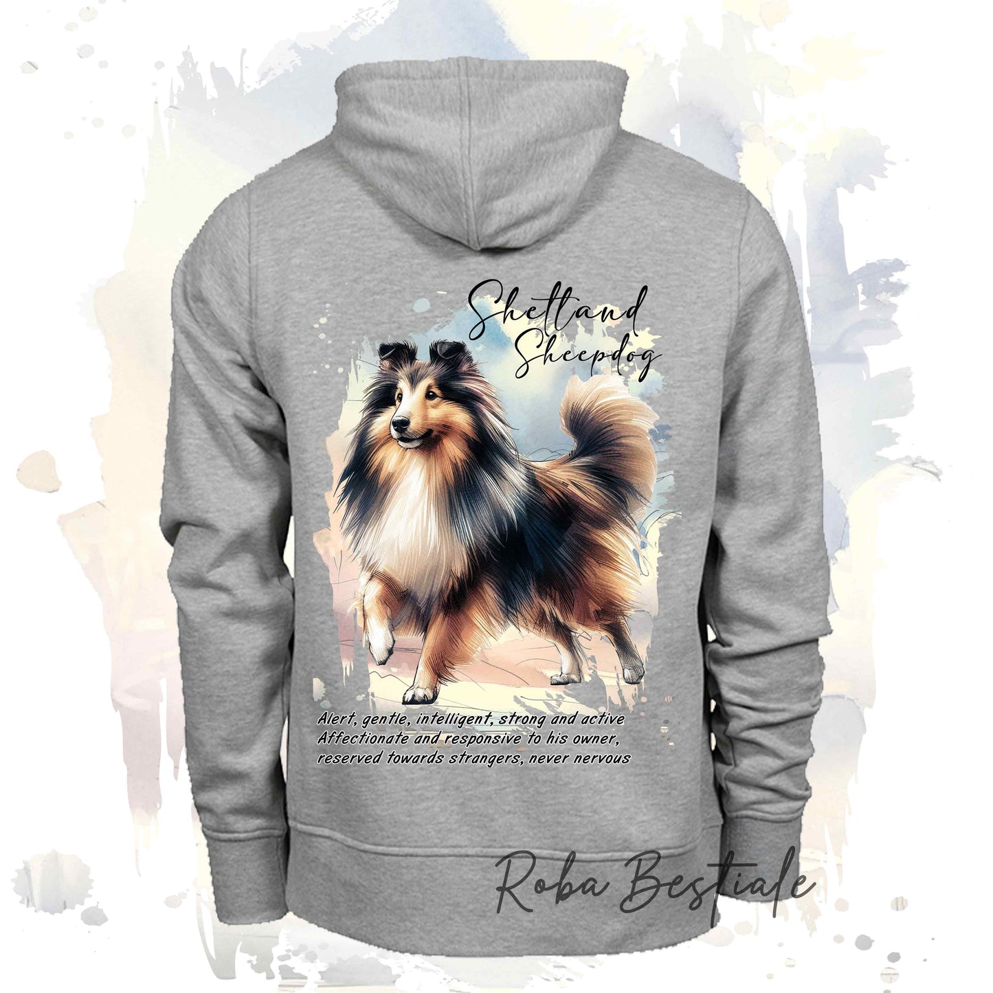 Felpa BEHAVIOR - SHETLAND SHEEPDOG Fulvo Zibellino - Standard FCI - Unisex - Grigia - dalla XS alla 3XL