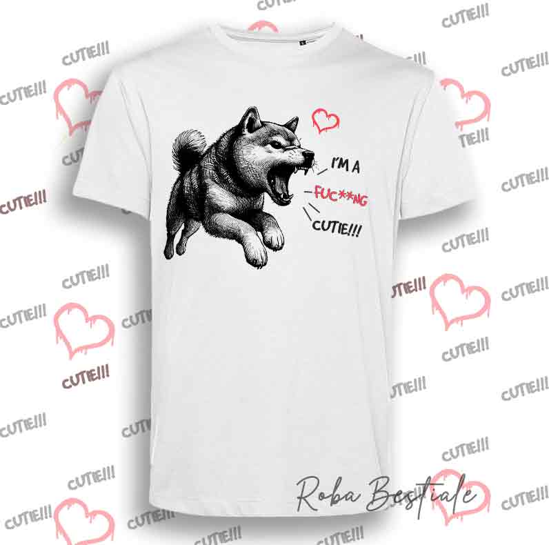 T-Shirt I'M A FUC**NG CUTIE - SHIBA INU Rosso - Uomo o Donna - dalla XS alla 5XL