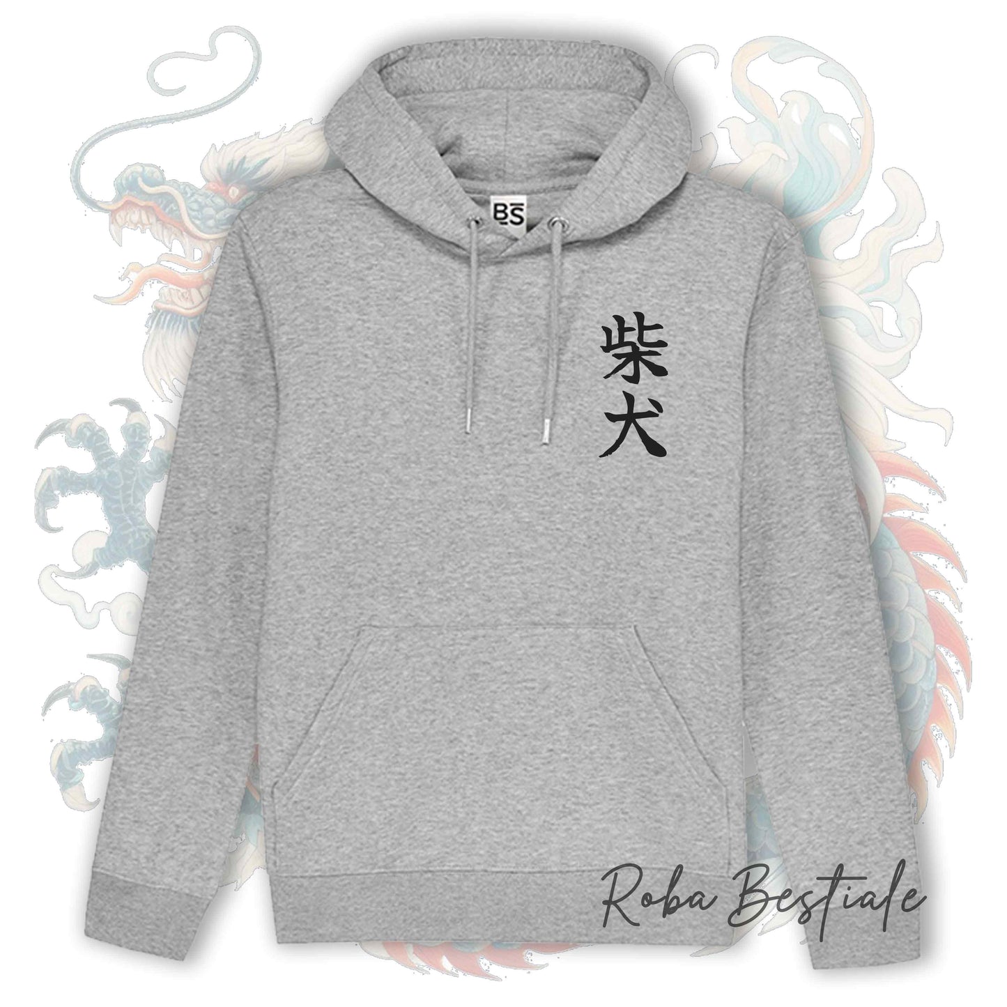 Felpa Invernale JAPAN STYLE "DRAGON" - SHIBA INU Rosso - Con Cappuccio, Unisex - dalla XS alla 3XL