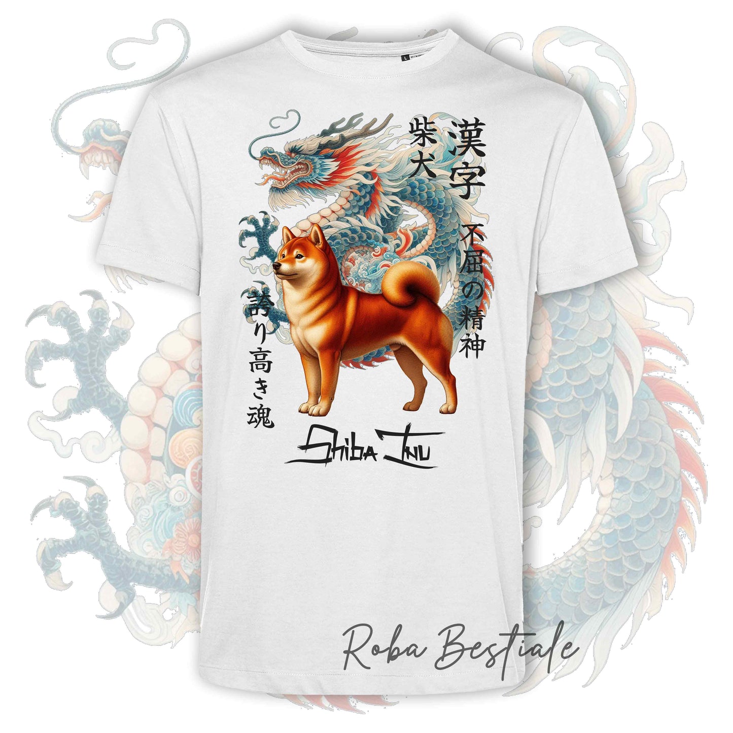 T-Shirt JAPAN STYLE "DRAGON" - SHIBA INU Rosso - da UOMO, in tanti colori! Dalla XS alla 5XL