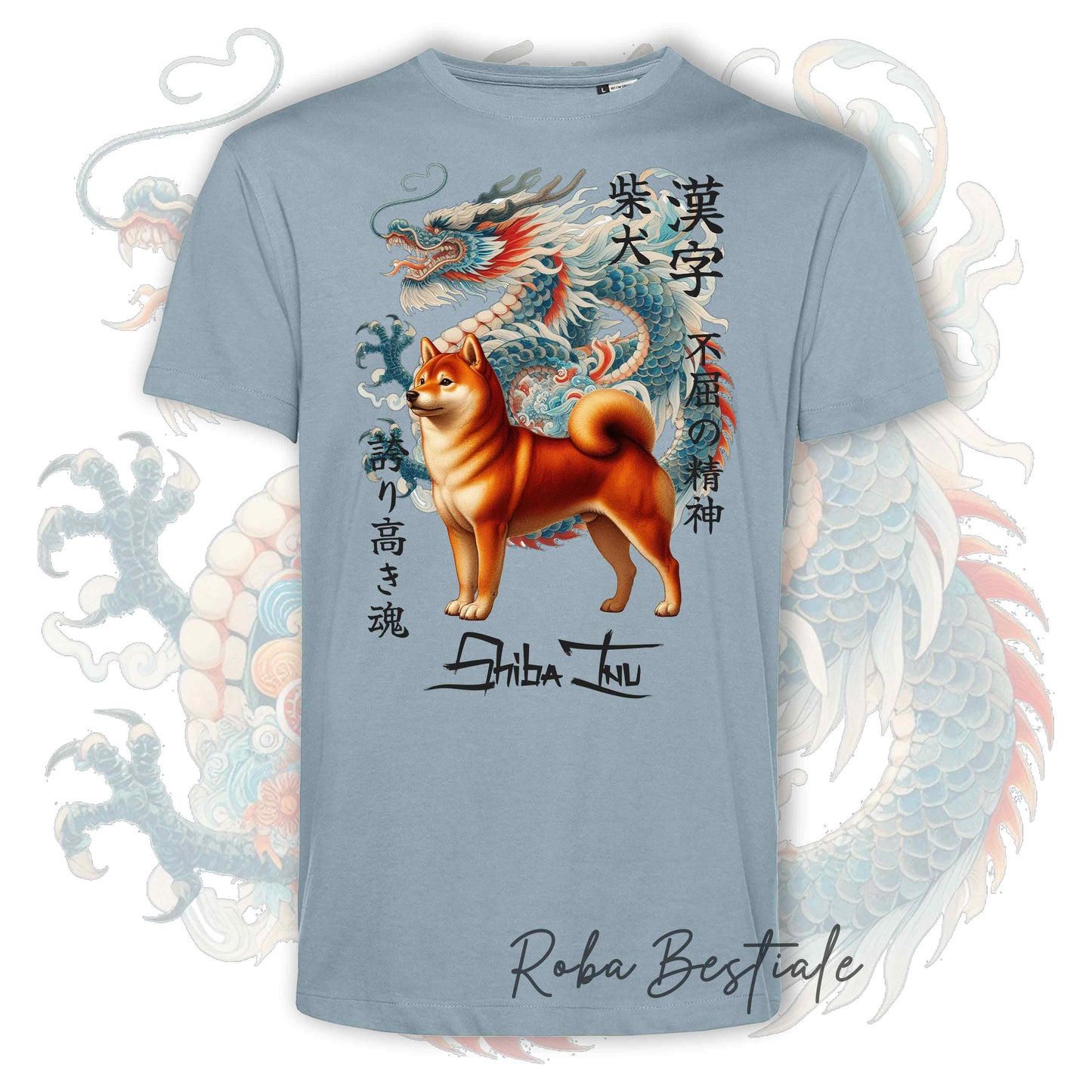 T-Shirt JAPAN STYLE "DRAGON" - SHIBA INU Rosso - da UOMO, in tanti colori! Dalla XS alla 5XL