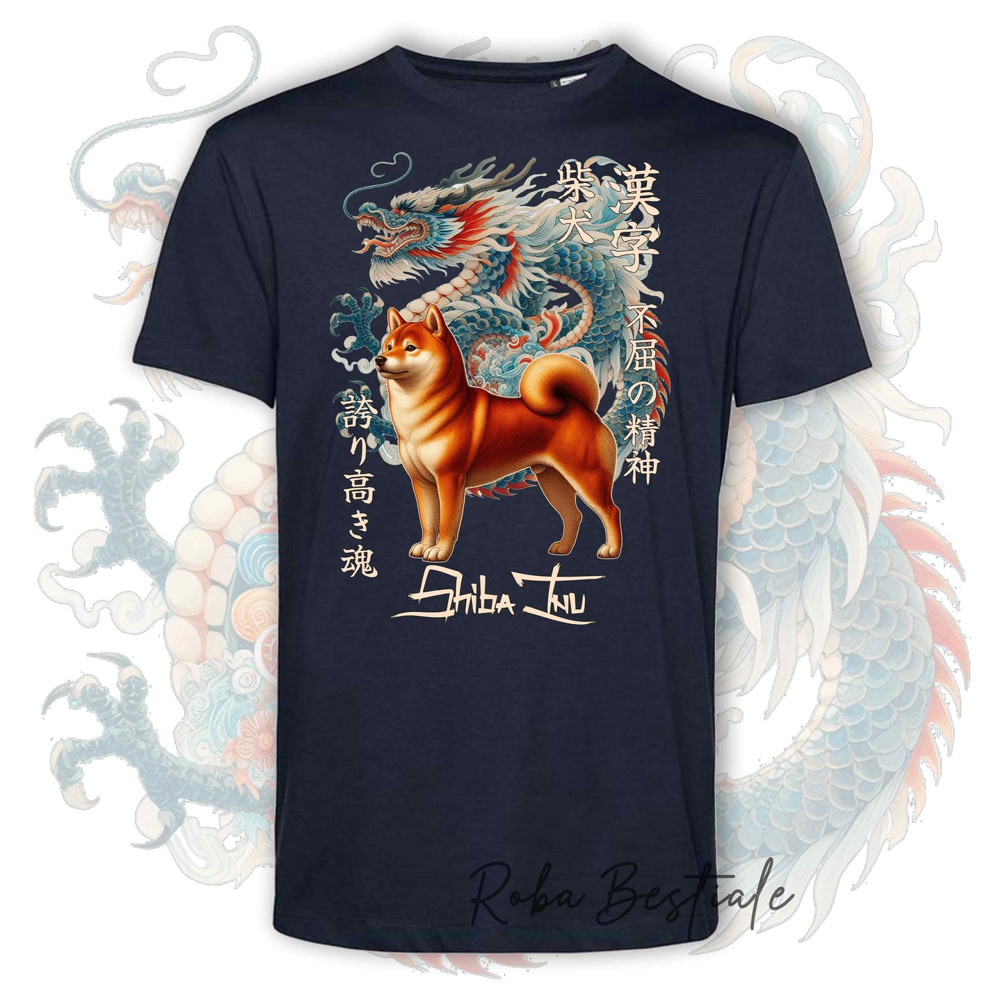 T-Shirt JAPAN STYLE "DRAGON" - SHIBA INU Rosso - da UOMO, in tanti colori! Dalla XS alla 5XL