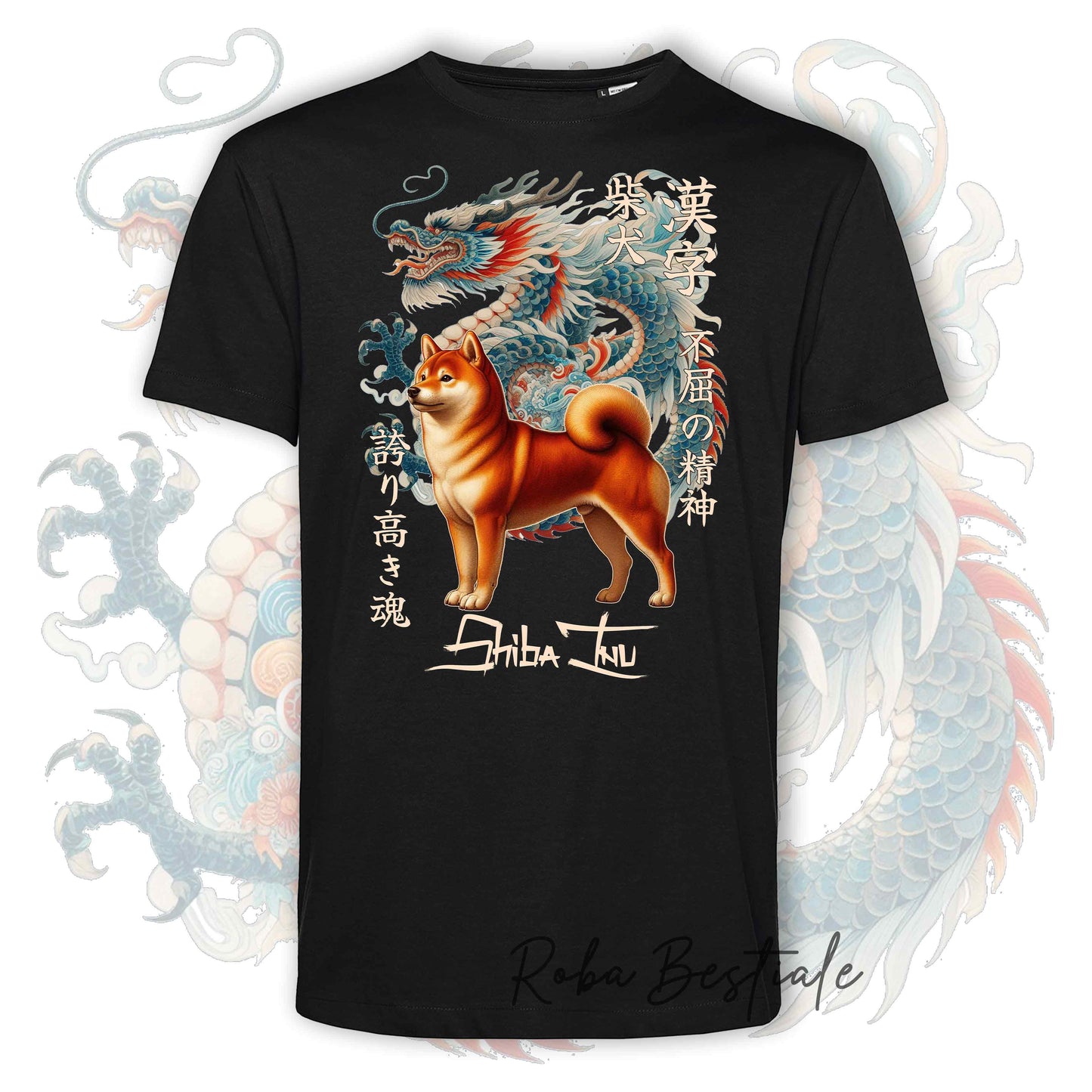 T-Shirt JAPAN STYLE "DRAGON" - SHIBA INU Rosso - da UOMO, in tanti colori! Dalla XS alla 5XL