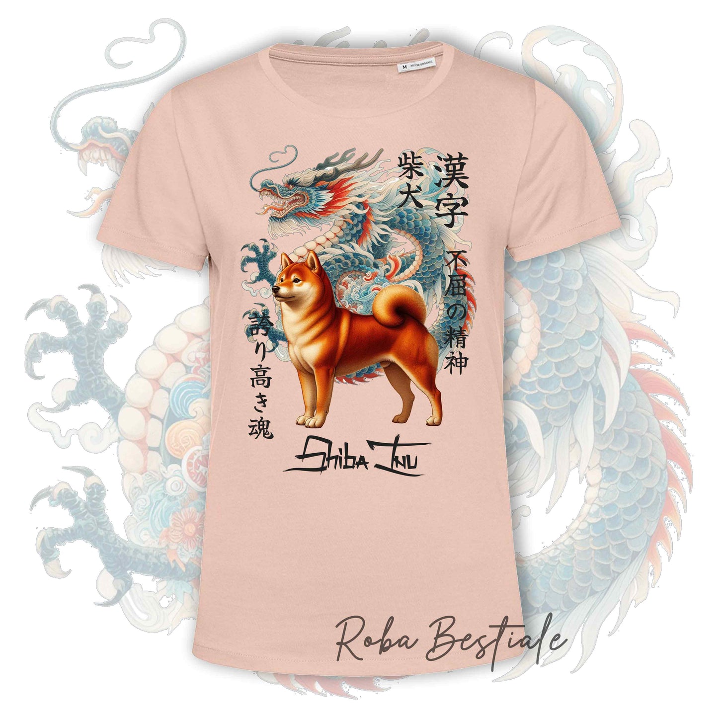 T-Shirt JAPAN STYLE "DRAGON" - SHIBA INU Rosso - da DONNA, in tanti colori! Dalla XS alla 3XL