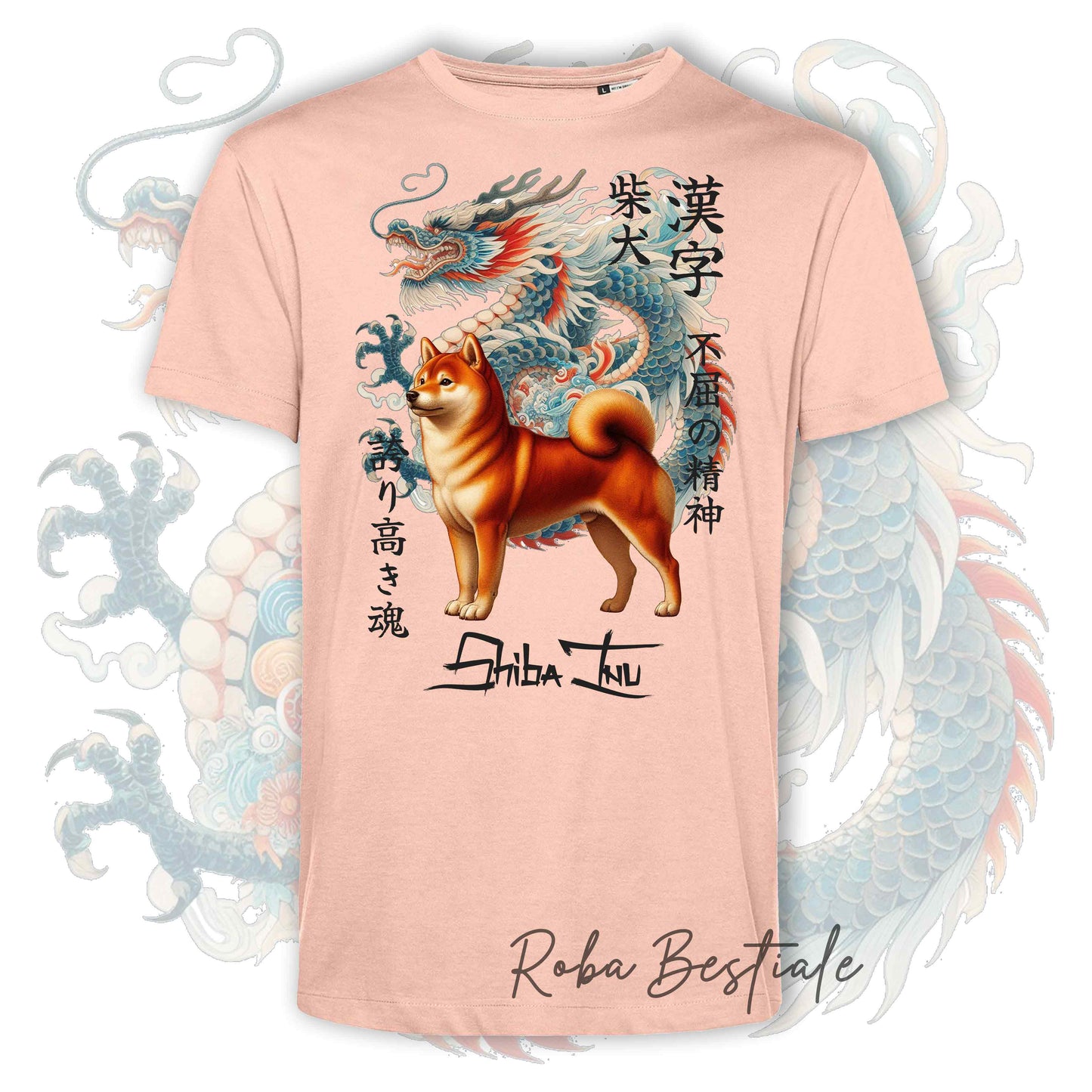 T-Shirt JAPAN STYLE "DRAGON" - SHIBA INU Rosso - da UOMO, in tanti colori! Dalla XS alla 5XL