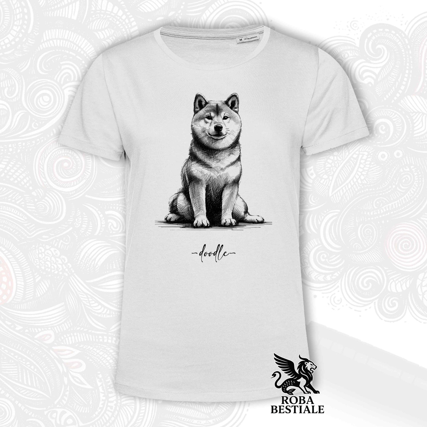 DOODLE T-Shirt - SHIBA INU - White or Beige, for Men or Women - from XS to 5XL