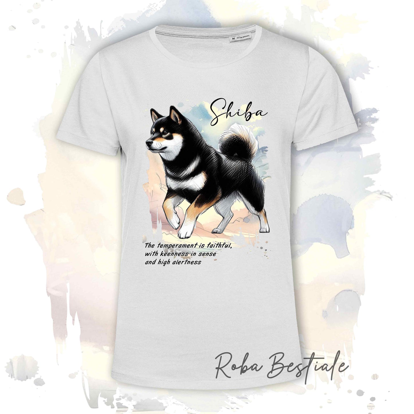 T-Shirt BEHAVIOR - SHIBA INU Black Tricolor - Standard FCI - 100% Cotone - dalla XS alla 5XL