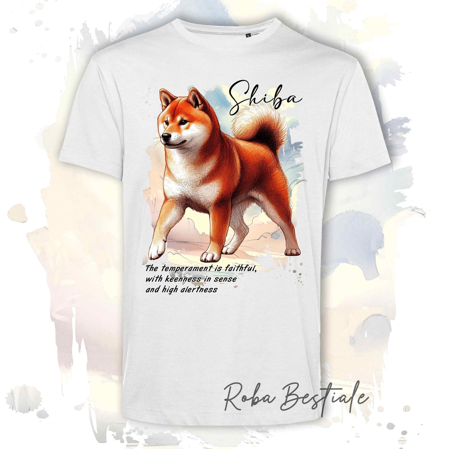 T-Shirt BEHAVIOR - SHIBA INU Rosso - Standard FCI - 100% Cotone - dalla XS alla 5XL