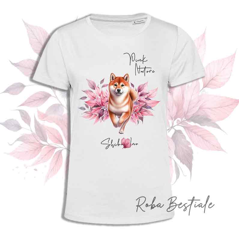 T-Shirt PINK NATURE - SHIBA INU Rosso - Uomo o Donna - dalla XS alla 5XL
