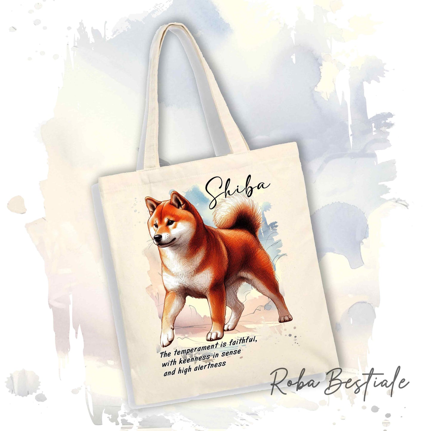 Shopper BEHAVIOR - SHIBA INU Rosso - Standard FCI - Diversi colori disponibili, 100% Cotone