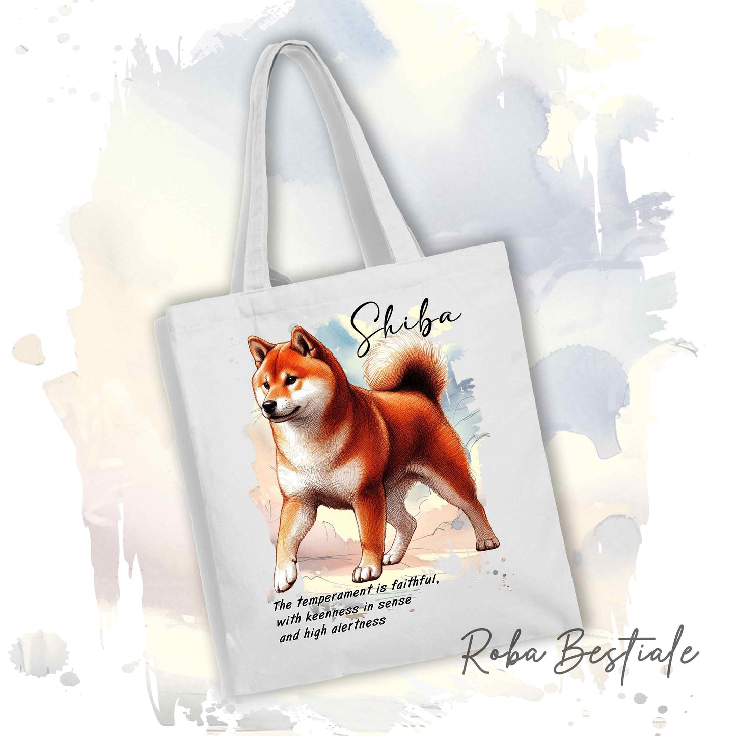 Shopper BEHAVIOR - SHIBA INU Rosso - Standard FCI - Diversi colori disponibili, 100% Cotone