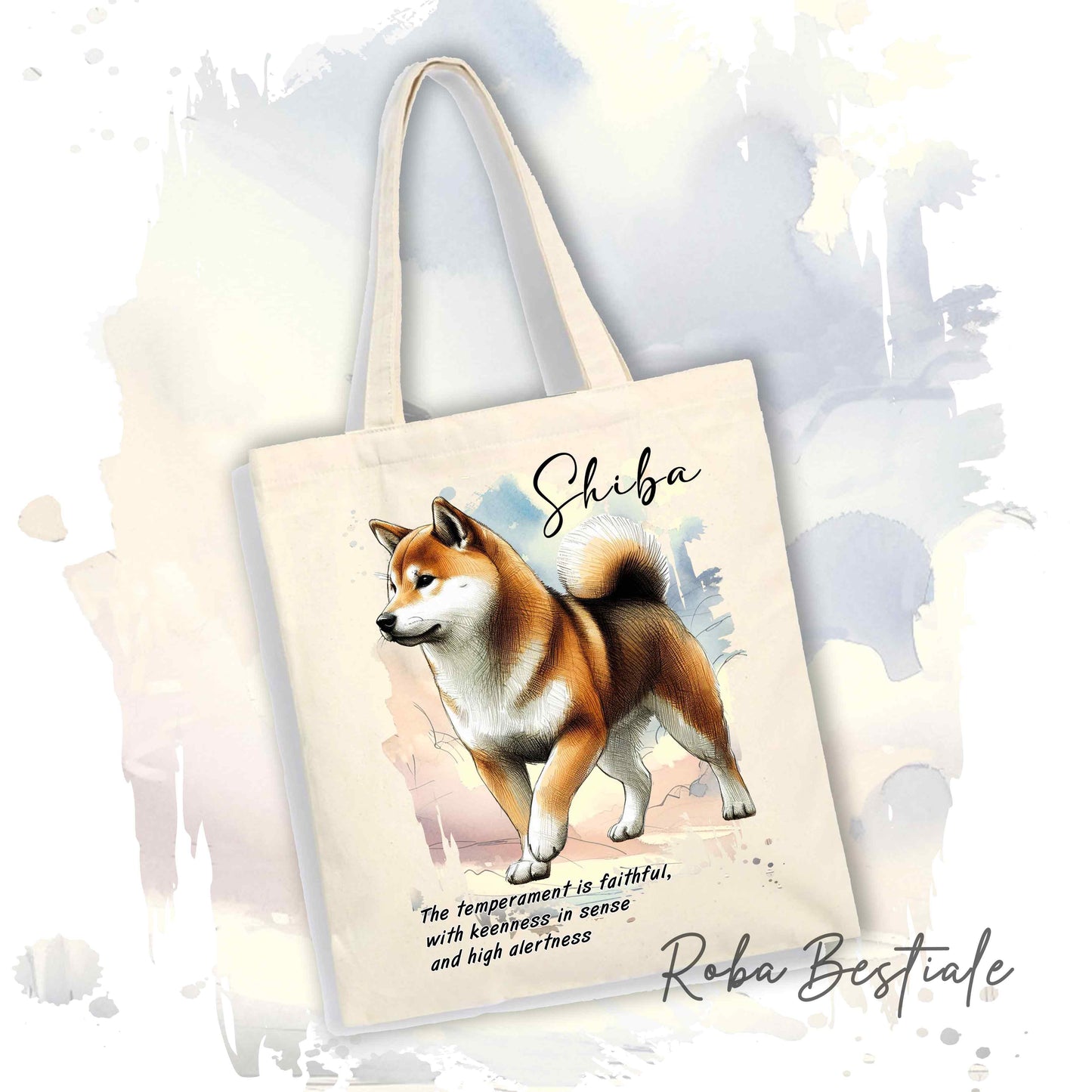 Shopper BEHAVIOR - SHIBA INU Sesamo - Standard FCI - Diversi colori disponibili, 100% Cotone