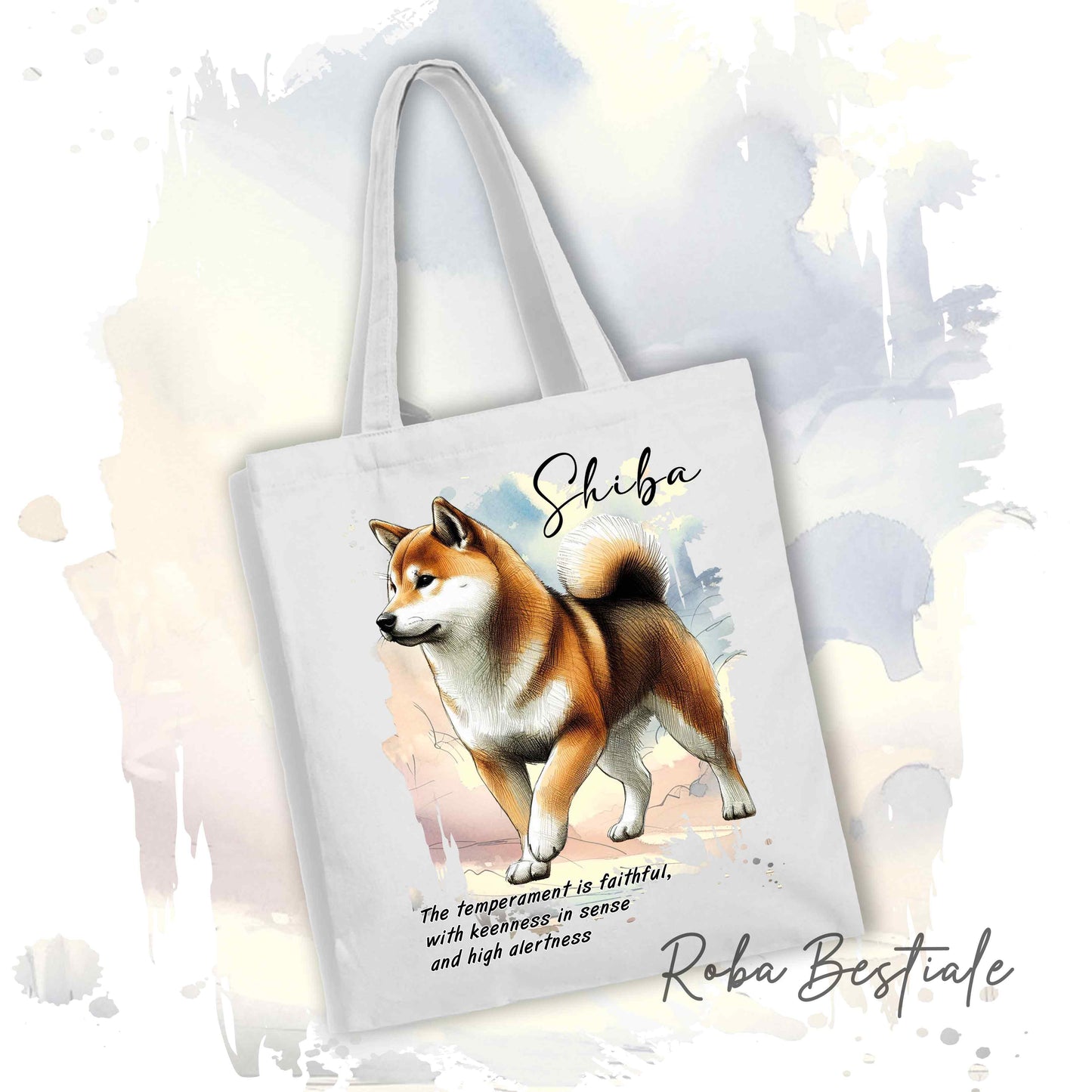 Shopper BEHAVIOR - SHIBA INU Sesamo - Standard FCI - Diversi colori disponibili, 100% Cotone