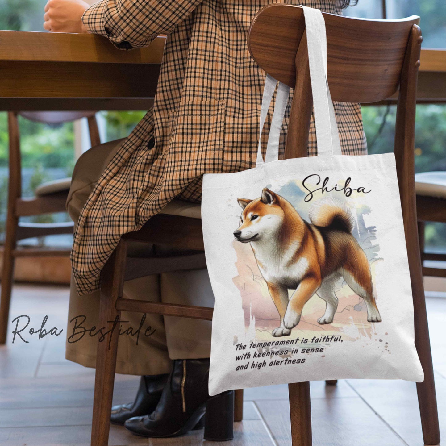 Shopper BEHAVIOR - SHIBA INU Sesamo - Standard FCI - Diversi colori disponibili, 100% Cotone
