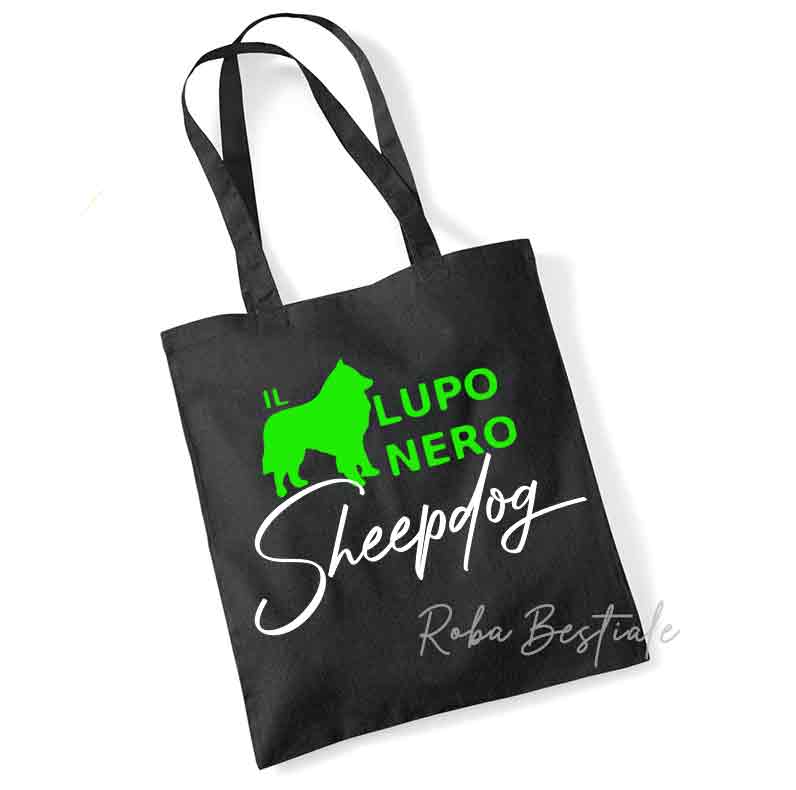 Shopper IL LUPO NERO - In tela di Cotone - Normale o Glitterata!