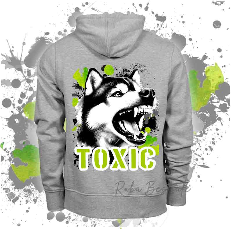 Felpa TOXIC - SIBERIAN HUSKY - Unisex - Grigia - dalla XS alla 3XL