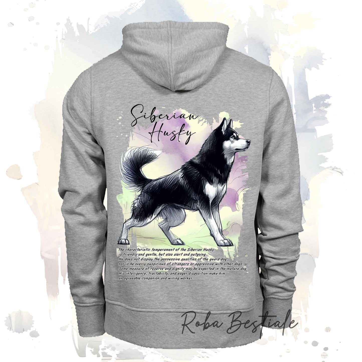 Felpa BEHAVIOR - SIBERIAN HUSKY Nero - Standard FCI - Unisex - Grigia - dalla XS alla 3XL