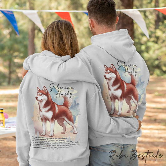 Felpa BEHAVIOR - SIBERIAN HUSKY Rosso - Standard FCI - Unisex - Grigia - dalla XS alla 3XL