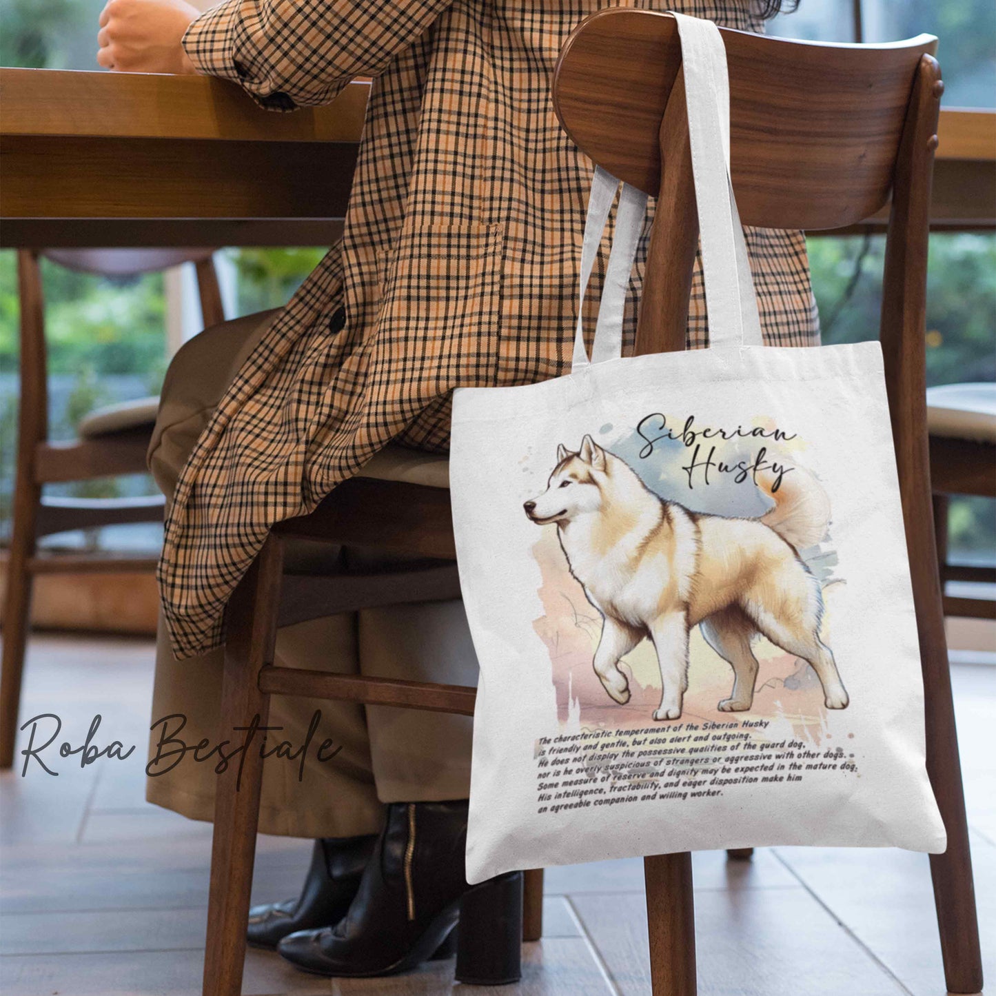 Shopper BEHAVIOR - SIBERIAN HUSKY Zibellino - Standard FCI - Diversi colori disponibili, 100% Cotone