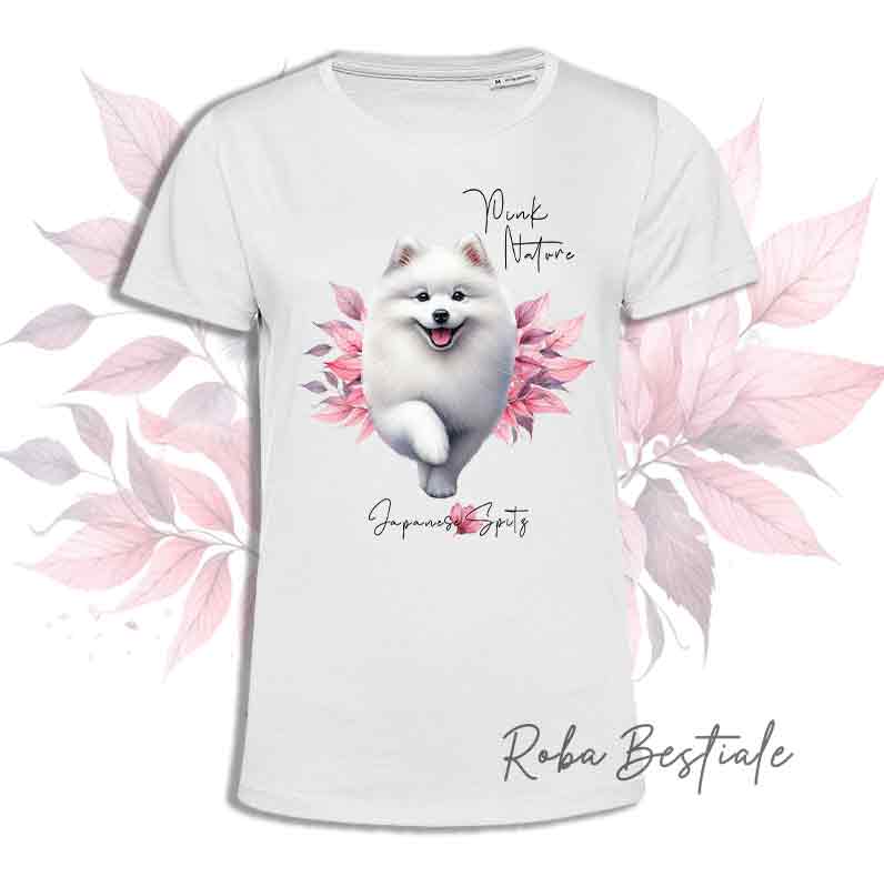 T-Shirt PINK NATURE - SPITZ GIAPPONESE - Uomo o Donna - dalla XS alla 5XL